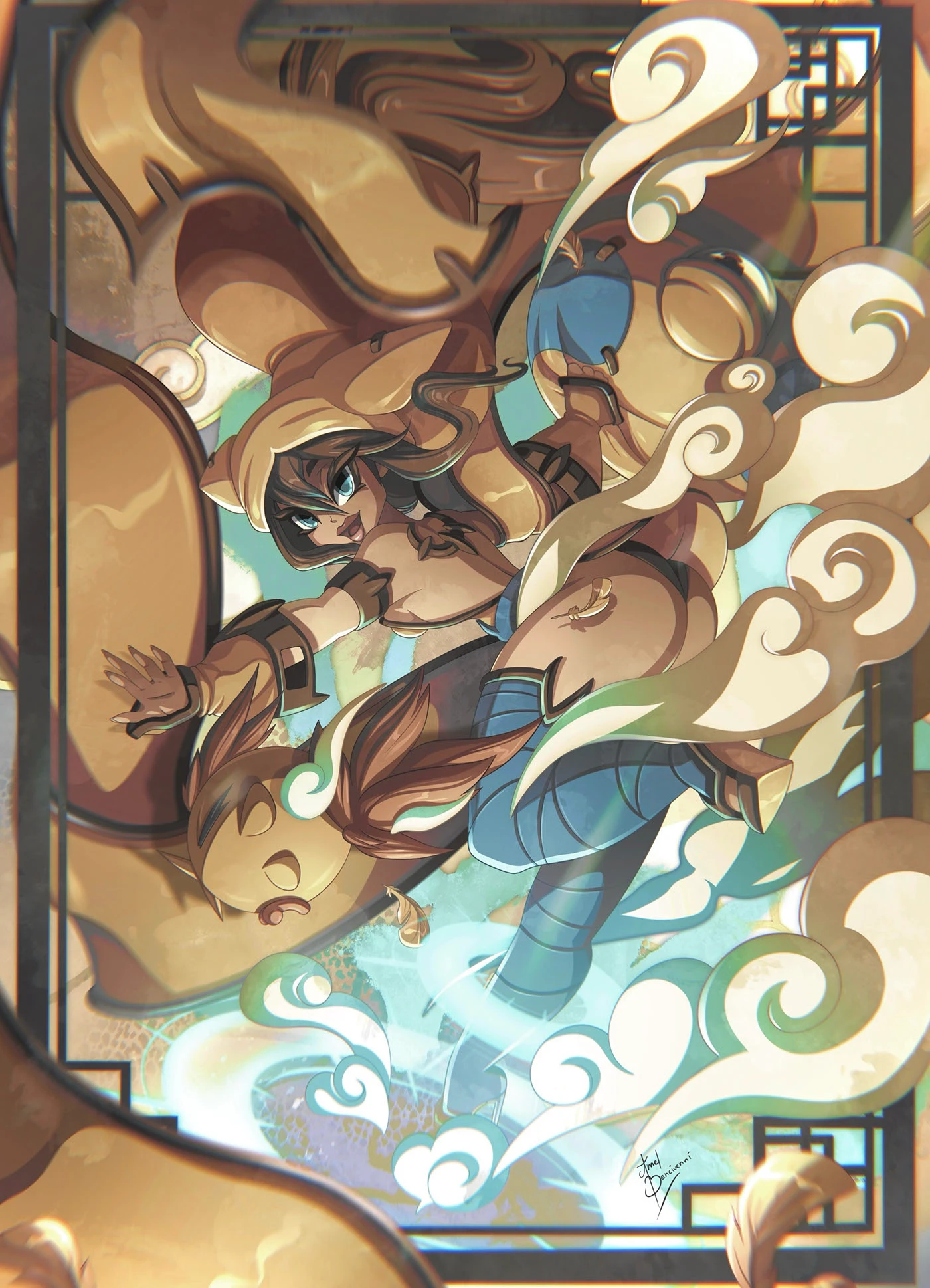 Dofus Antler Warrior Asian - Blue Fantasy Wallpaper