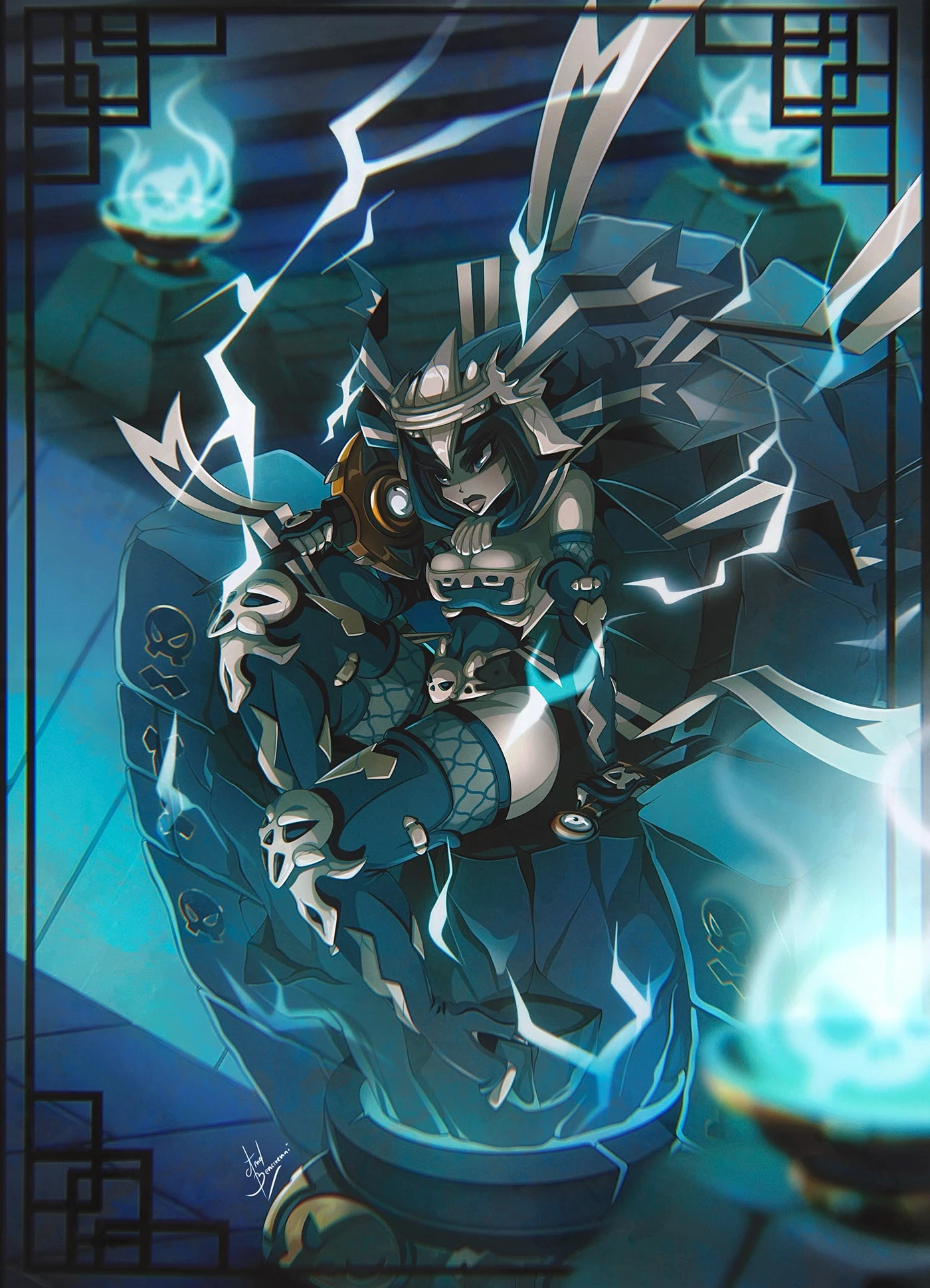 Dofus Lightning Warrior - Electric Blue Wallpaper