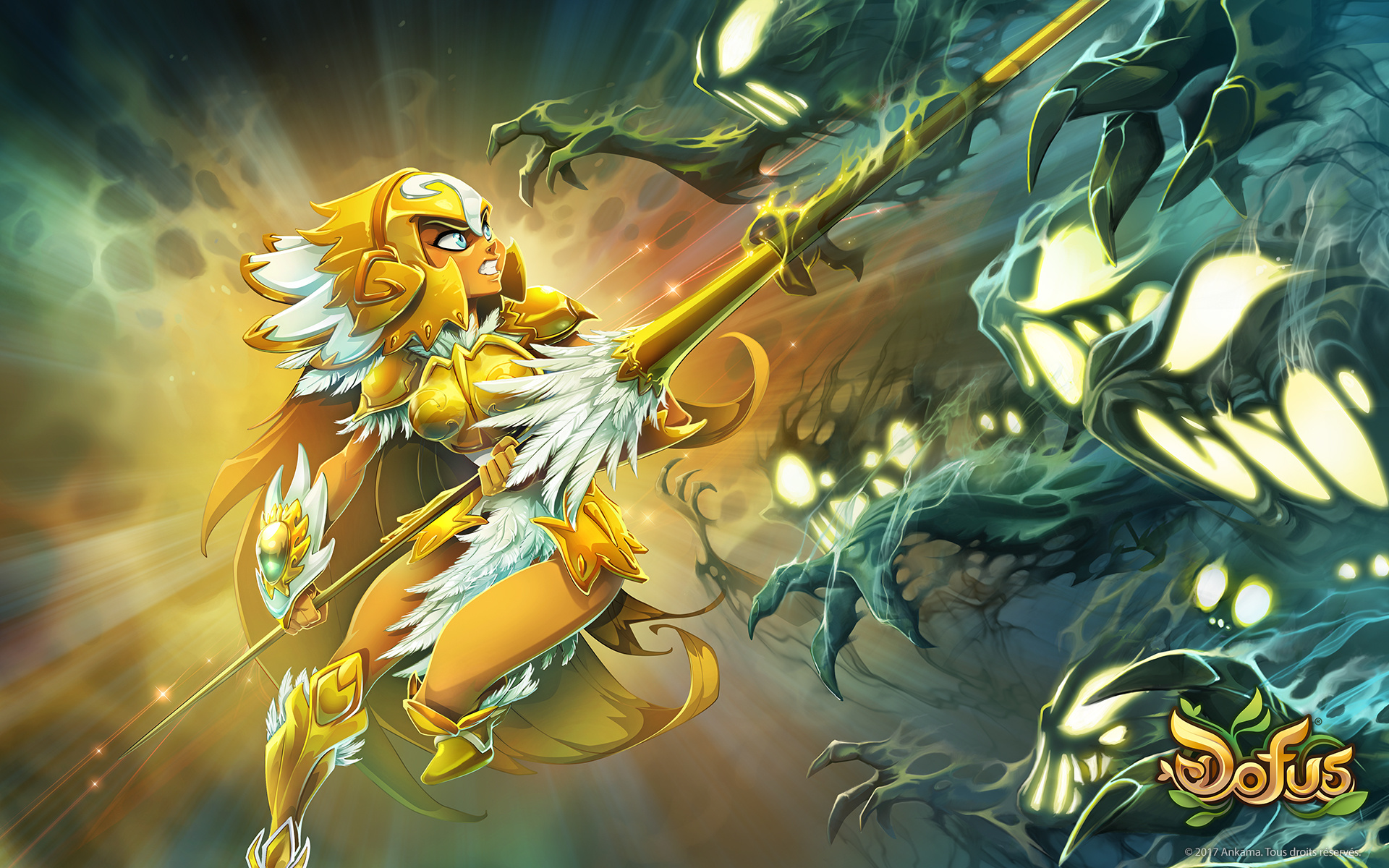 Iop Dofus Dragon Battle - Epic Combat Wallpaper